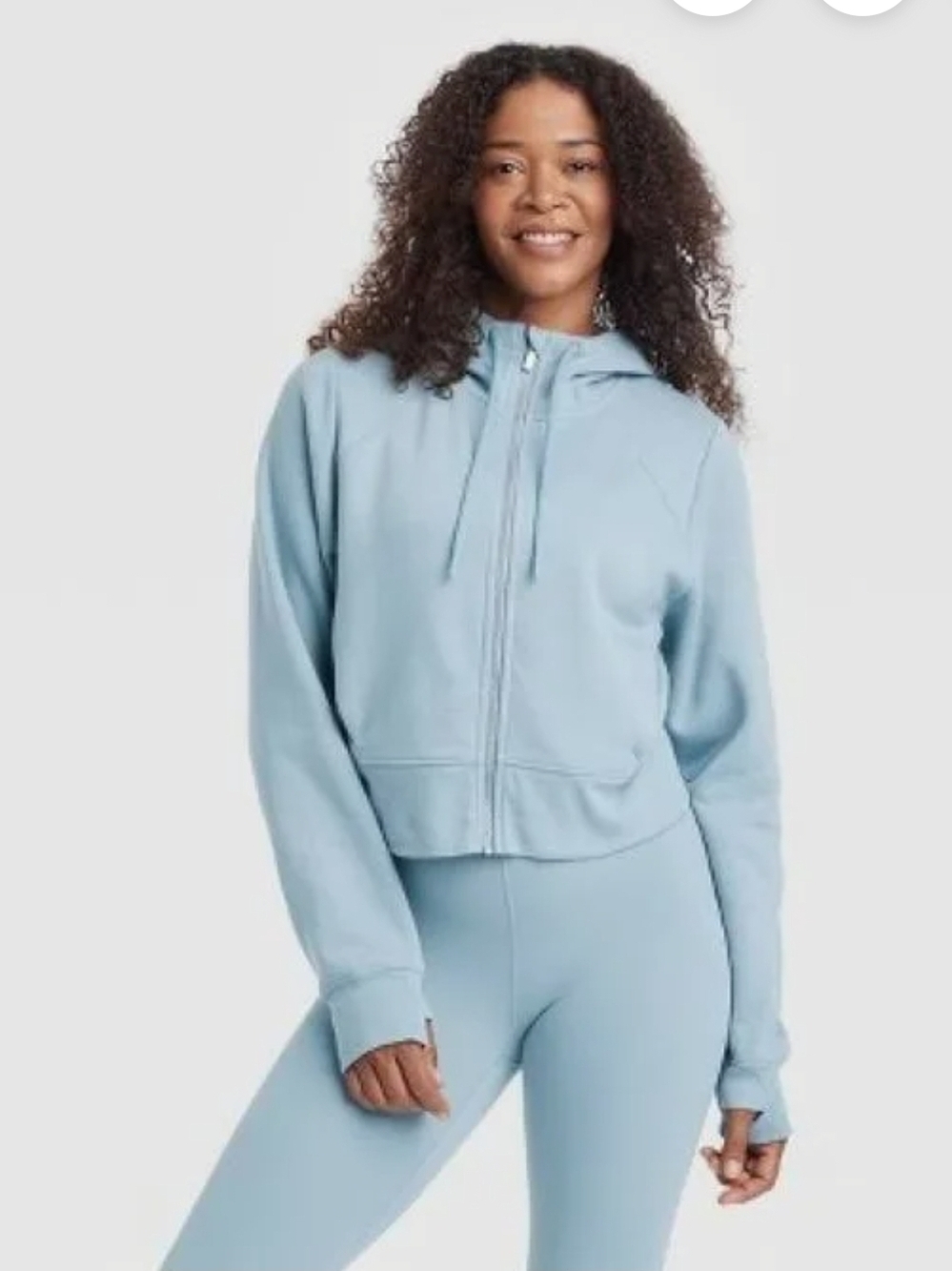 Women's Light Blue Hoodie Jacket size Medium All In Motion